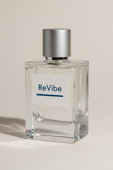 Close-up of Ocean Breeze Eau De Parfum premium glass bottle and matte silver cap