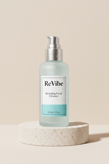 Hydrating Facial Cleanser on minimal stone pedestal lifestyle shot