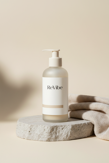 Hand & Body Lotion on stone pedestal with folded towel, elegant luxury lifestyle composition